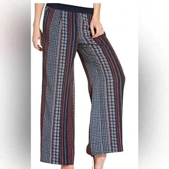 Anthropologie Sanctuary Wide Leg Navy Printed Palazzo Pants Medium - Picture 1 of 7